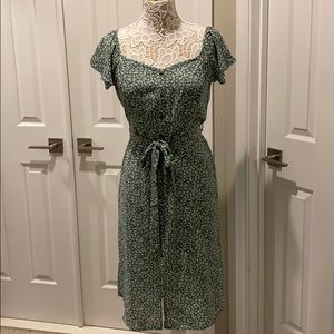 Monteau Green Floral Button Dress
